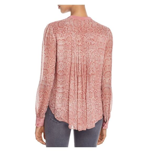 NWT JOIE Womens Maroon Printed Long Sleeve With Buttons Button Up Top Size: XXS - Picture 2 of 3